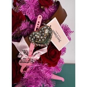 Juicy Couture Heart Crystal Buckle Belt L/XL - Brown‎ Faux Leather with Tags